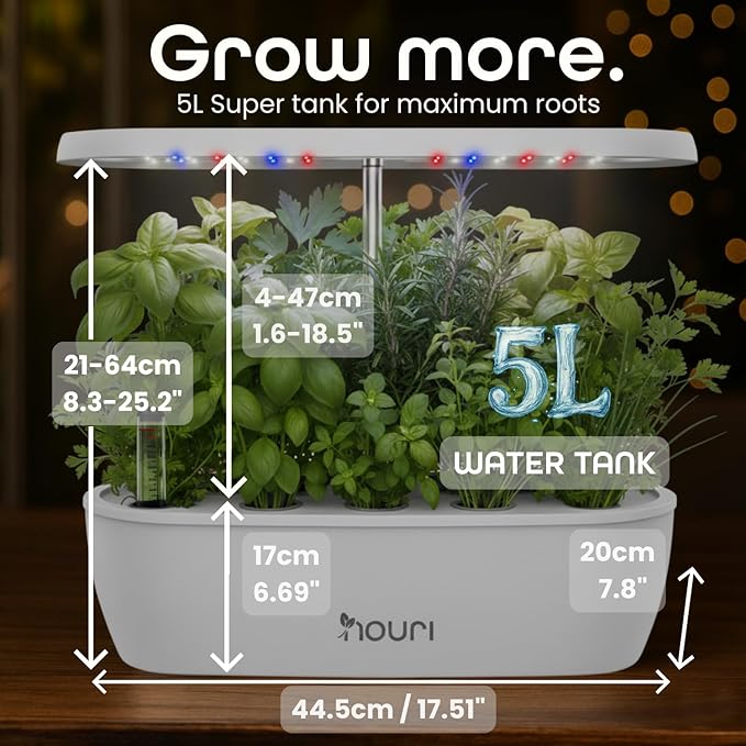 Nouri 12 pod Smart Garden for Home Cooks | w/Heirloom Tomato | Hydroponics Growing System | LED Grow Lights | Indoor Herb Garden Kit | Herb Growing Kit Indoors for Plant Lovers, Gardeners, Kitchen