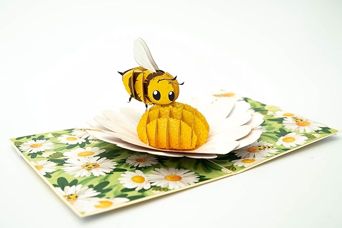 3D Popup Card of Bumble Bee, Paper Art & Handicraft, Greeting Card, Birthday, Anniversary, Christmas, Mothers Day, Fathers Day Card, Handmade Gift For Mom, Her, Women, Daughter, Wife
