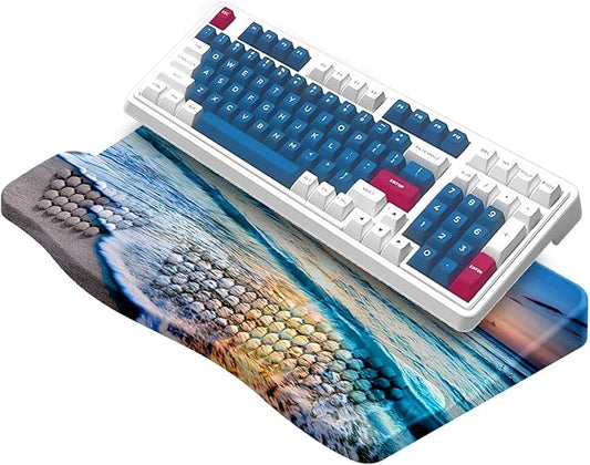 JIKIOU Keyboard Stand with Wrist Rest, Computer Keyboard Stand Pad with Non-Slip Base, Comfy Ergonomic Keyboard Riser Holder for Gaming Office Home 17.13x9.5 in (06Beach)