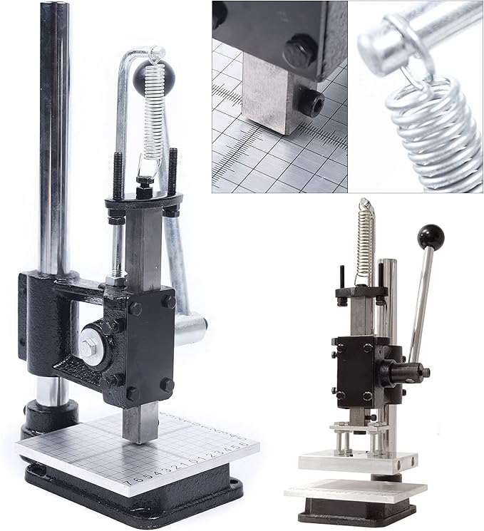 WATEBATH Leather Imprinting Machine Device Embossing Stamp Press Logo Embossing Leather Stamp Hole Punching DIY Logo Bronzing Tool Cutting Stitching Kit with Scale Board