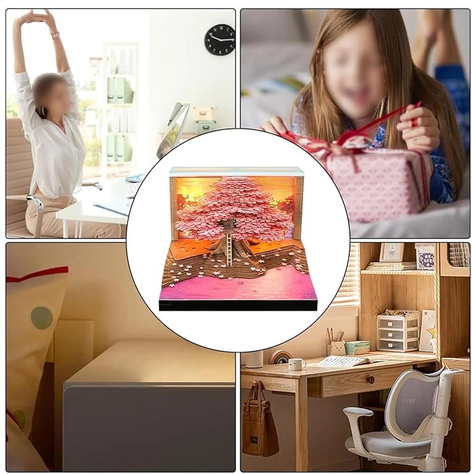 Time Piece Calendar 2026,3D Tree Tear-Away Memo Pad Creative Desk Calendars,3D Notepad Paper Carving Art Sticky Notes,3D Calendar 2026 Suitable for Room and Office Desktop Decoration