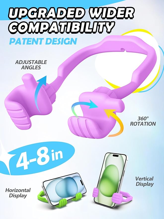 Stocking Stuffers for Teen Boys Girls Kids Cell Phone Stand - 2 Pack Thumbs Up Lazy Phone Holder for Desk Birthday Gifts for Adults Women Men (Bright Purple & Avocado Green, 2)