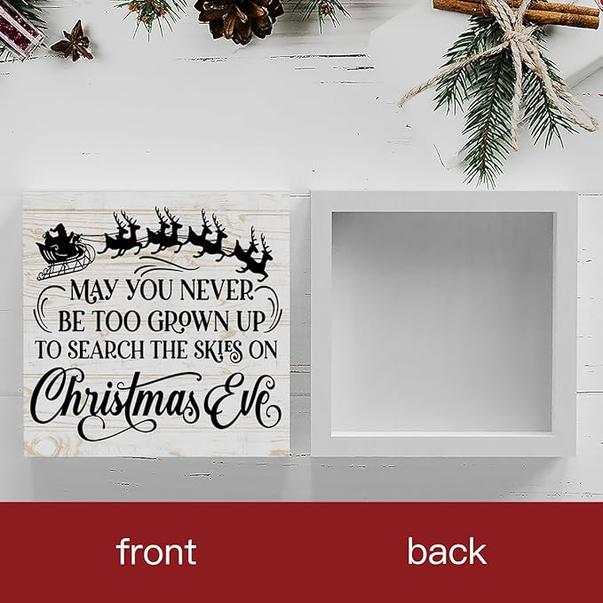WRSUNT Black Christmas Decor Christmas Decorations Indoor Christmas Bathroom Decor Christmas Signs Christmas Table Bedroom Office Decor May You Never Be Too Grown Up Sign 5 x 5 Inches