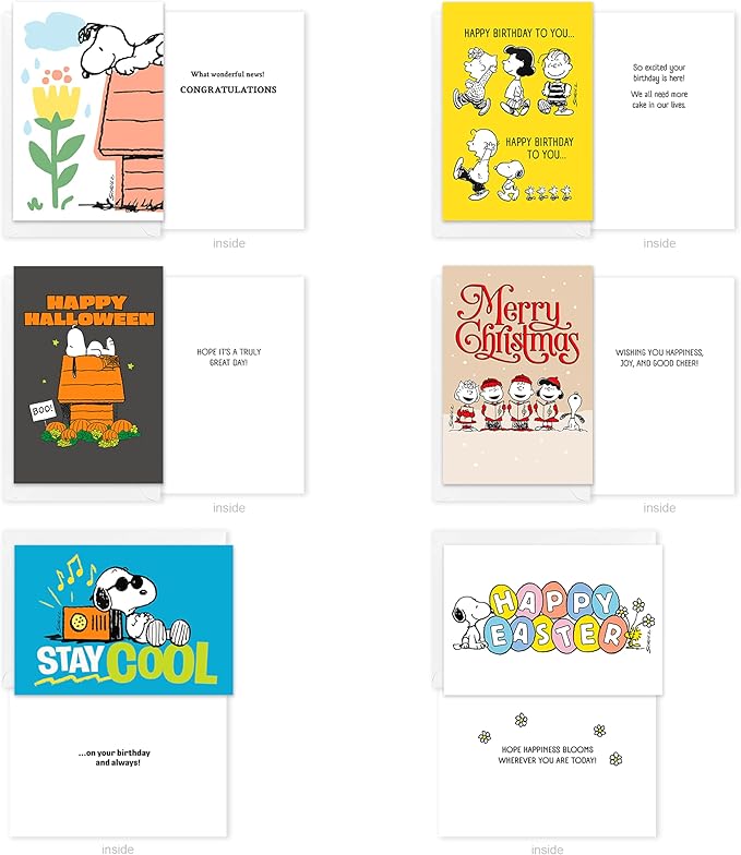 American Greetings 30-Count All Occasions Peanuts Card Pack with Keepsake Box and Envelopes