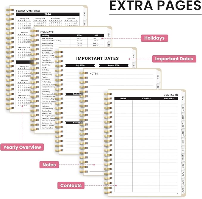 2026 Planner, Weekly and Monthly Calendar Planner for Women, Jan 2026 - Dec 2026, Hardcover Planning Agenda book with Tabs, Spiral Bound, Inner Pocket, Perfect for School Office Supplies, 8.5" x 11" - Landscape