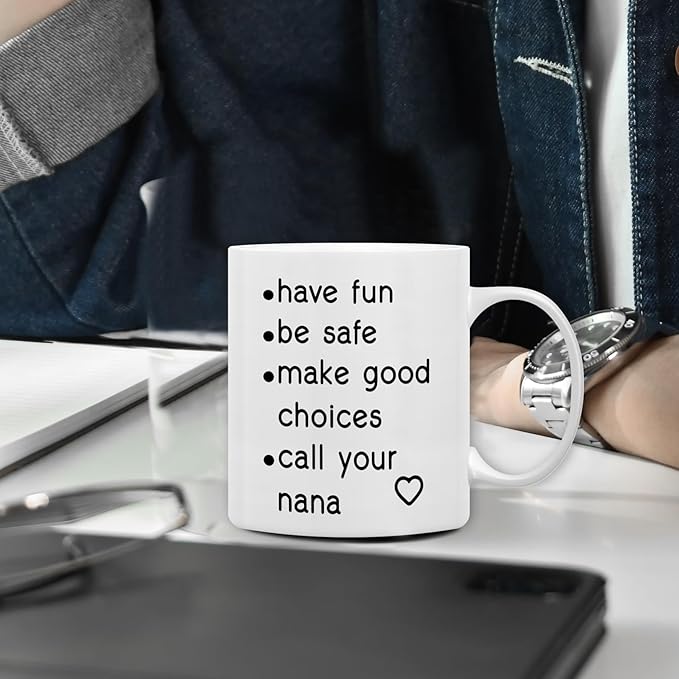 QASHWEY Funny Call Your Nana Coffee Mug, College Freshmen Students Graduation Gift, Call Your Nana Coffee Cups Ceramic 11 Ounce, College Gift Tea Mug Cup, Gifts for College Freshmen Grandkids
