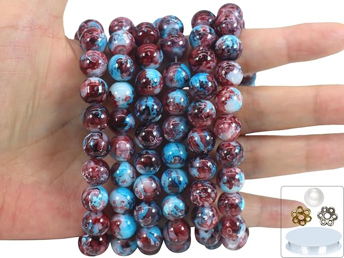 Pamir Tong 300PCS 10mm Glass Beads for Jewelry Making,Round Smooth Beads, Bracelet Space Loose Beads for Jewelry Making Earring, Necklaces, DIY Crafts & Gifts #385