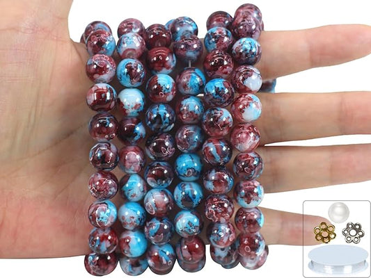 Pamir Tong 300PCS 10mm Glass Beads for Jewelry Making,Round Smooth Beads, Bracelet Space Loose Beads for Jewelry Making Earring, Necklaces, DIY Crafts & Gifts #385