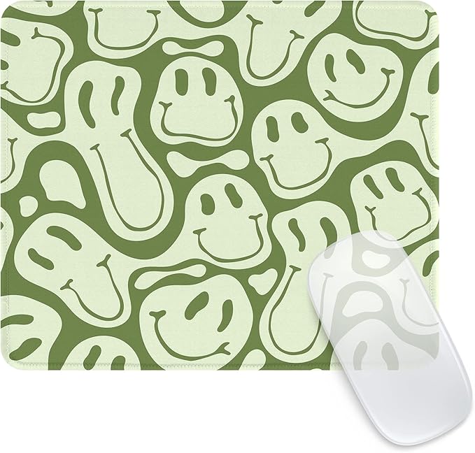Seorsok Square Mouse Pad Cute Retro Smiley Hippie,Office Home Personalized Premium-Textured Mouse Mat Design,Waterproof Mousepad,Non-Slip Rubber Base Computer Mouse Pads for Wireless Mouse