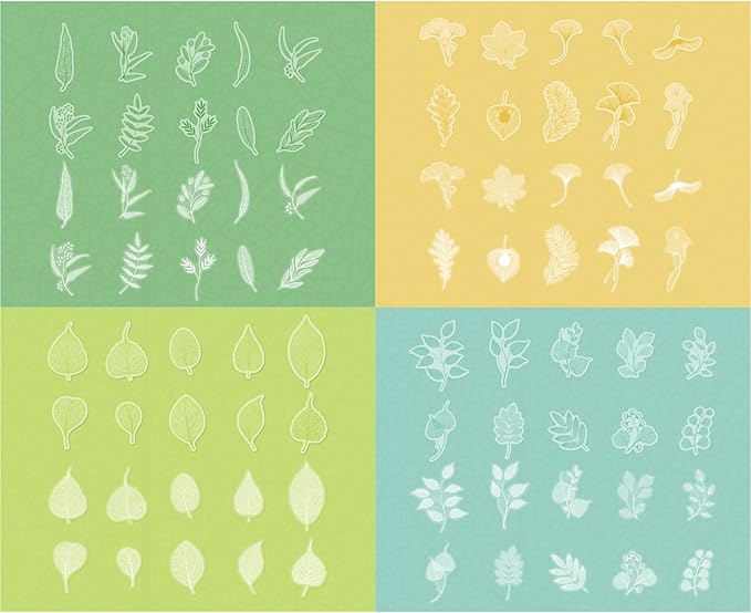 120 Pieces Leaf Vein Theme PET Stickers Set, 6 Pack Nature Ephemera for Scrapbooking, Journaling, DIY Crafts, and Art Supplies