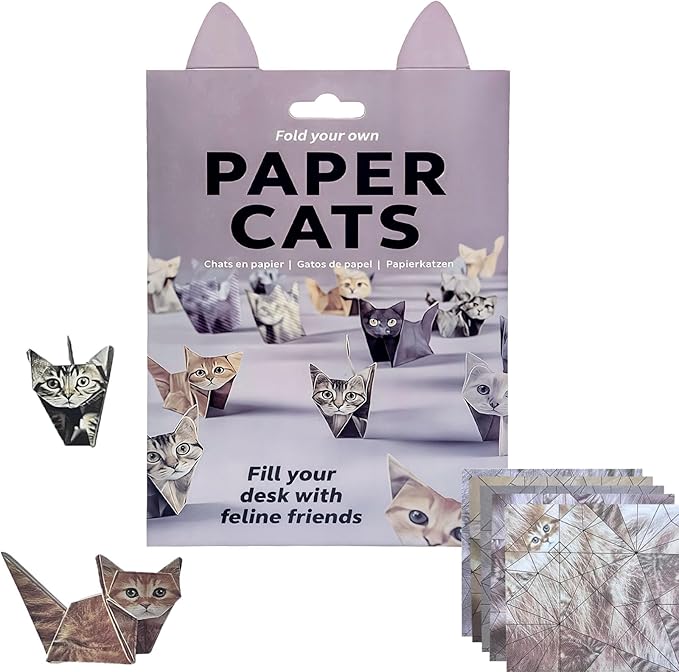 DIY Paper Cats Origami Kit for Making Cute Origami Cat, Crafts for Adults & Kids Activities Paper Cats for Desk Decoration, Gift for Cat Lovers & Valentine’s Day
