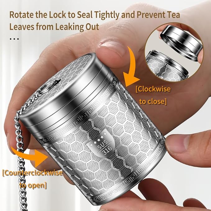2 Pack 316 Stainless Steel Tea Infuser for Loose Leaf Tea with Drip Trays, Extra Fine Mesh Tea Infuser, Loose Leaf Tea Steeper for Black Tea, Rooibos, etc (2 Pack - Large)