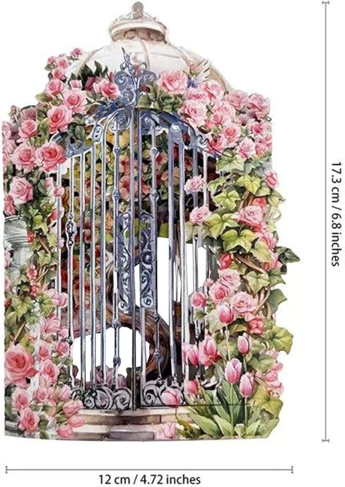 3D Pop-Up Card - Garden Birthday Greeting, Mother's Day with Floral Design, Handmade Paper with Detailed Cutting, Holiday Gift Envelope Included, Blessing Card for Special Occasions