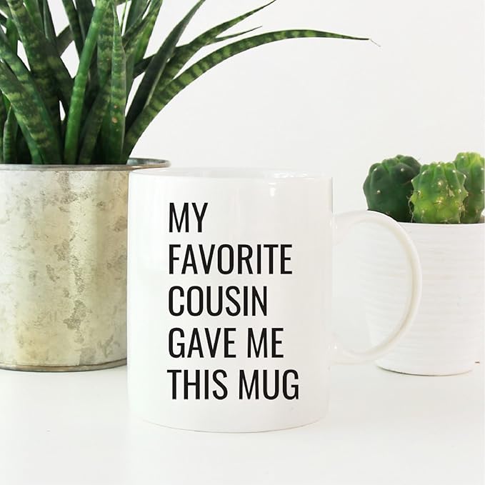 Andaz Press 11oz. Funny Coffee Mug Gag Gift, My Favorite Cousin Gave Me This Mug, 1-Pack, Birthday Christmas Sarcastic Humor Gift Ideas Gifts For Cousins, Cousin Gifts For Men Cousin Mug