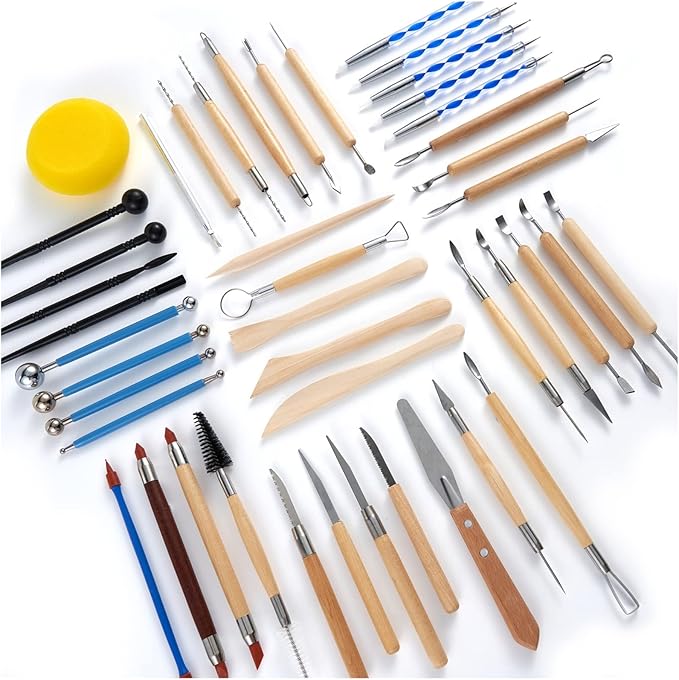 Clay Sculpting Tools,Air Dry,Pottery Tools,44 Pcs Double Sided Polymer Clay Tools Kit,Ceramics, Modeling Tools with Carrying Case Bag