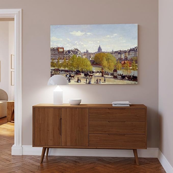 40+ Monet Famous Print Posters Wharf of Louvre, Paris by Claude Monet Impressionism Canvas Art Poster And Wall Art Picture Print Modern Family Bedroom Decor Posters Unframe 24×36inch(60×90cm)