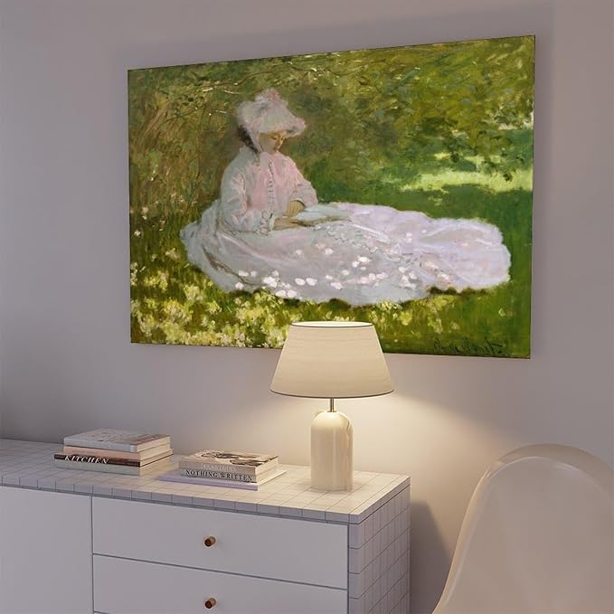 CFIOZYOS 40+ Monet Famous Print Posters Springtime by Claude Monet Impressionism Canvas Poster Bedroom Decor Print Sports Landscape Office Room Decor Gift Frame 24×36inch(60×90cm)