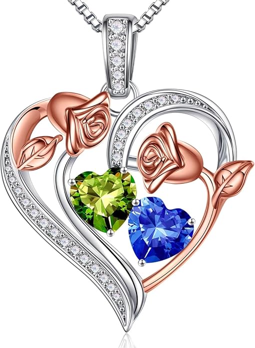 Iefil Christmas Gifts for Women Wife - 925 Sterling Silver Rose Heart Necklace, Stocking Stuffers for Women, Anniversary Birthday Gifts for Wife Girlfriend Mom