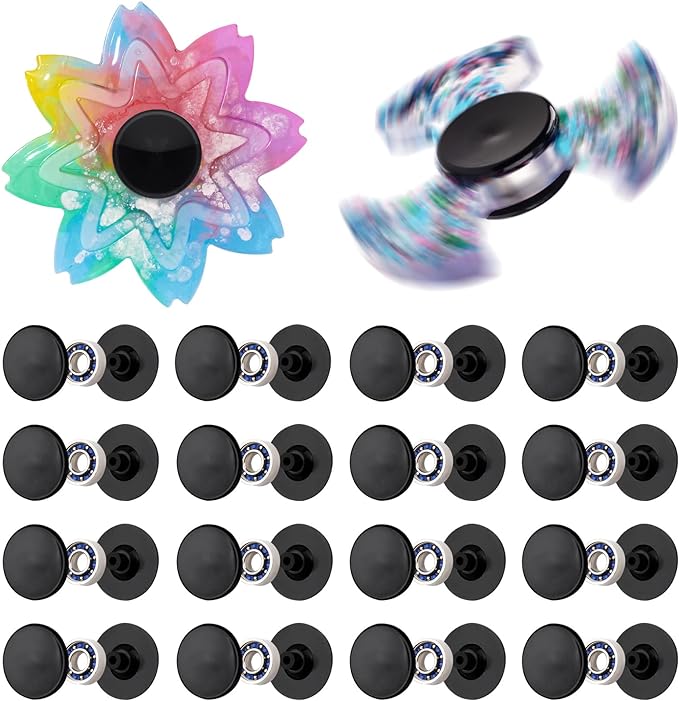 16 Pack Fidget Spinner Bearing and Cap Replacement Set, Chrome Steel Bearing Balls, High Speed 13mmx7mmx4mm Bearings Single Sealed Small Bearings for Fidget Spinner