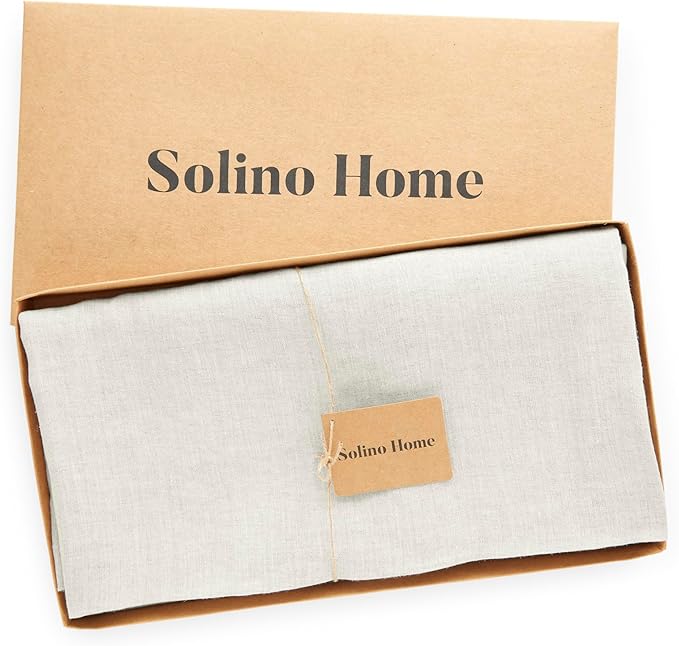 Solino Home 100% Pure Linen Light Flax Table Runner 48 Inches - 14 x 48 Inch for Dresser & Coffee Tables - Sonoma Collection, Spring, Easter