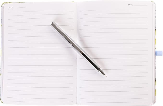 Graphique Hortensia Lined Journal Plus Pen Luxe Collection, Hardcover Diary Notebook for Writing, Silver Foil Embossing, 160 Pages, 6” x 8”