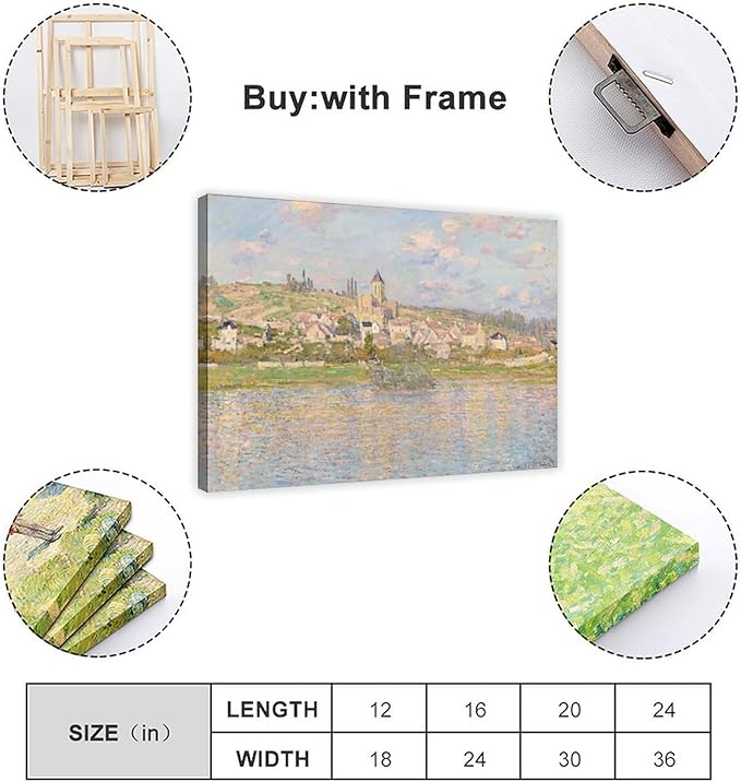 CFIOZYOS 40+ Monet Famous Print Posters Vétheuil by Claude Monet Impressionism Canvas Art Poster And Wall Art Picture Print Modern Family Bedroom Decor Posters Frame 20×30inch(50×75cm)