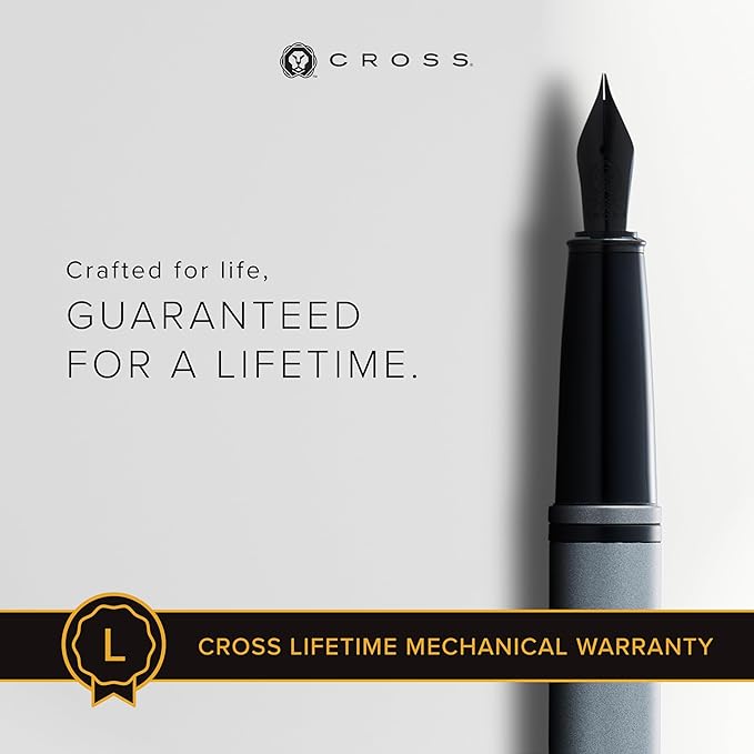 Cross Calais Refillable Fountain Presented in a Luxury Gift Box - Medium Point, Black Ink, Matte Gray & Black
