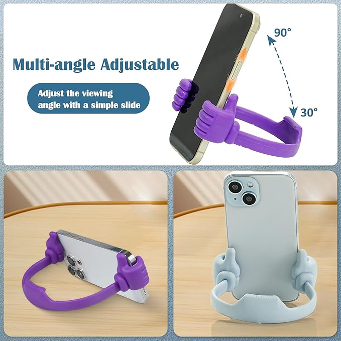 Honsky Cell Phone Tablet Stands (Pack of 5) Thumbs-up Cellphone Holder, Tablet Display Stand, Mobile Smartphone Mount Cradle for Desk Desktop - Universal, Multi-Angle, Cute, Black