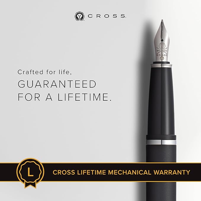 Cross Calais Refillable Fountain Presented in a Luxury Gift Box - Medium Point, Black Ink, Matte Black