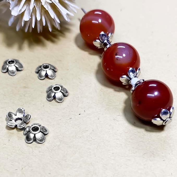 Silver Petal Bead Caps Antique Silver Spacer Bead Caps for Bracelet Necklace Earrings Jewelry Making Supplies Findings Fit 10-12mm Round Beads 500Pcs