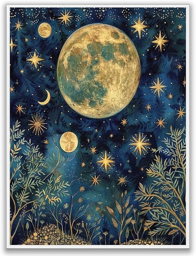 William Morris Moon & Stars Print,William Morris Exhibition Print, William Morris Poster,Vintage Wall Art,Textiles Art,Vintage Poster for Living Room Bedroom Office Kitchen 24x36in Unframed poster