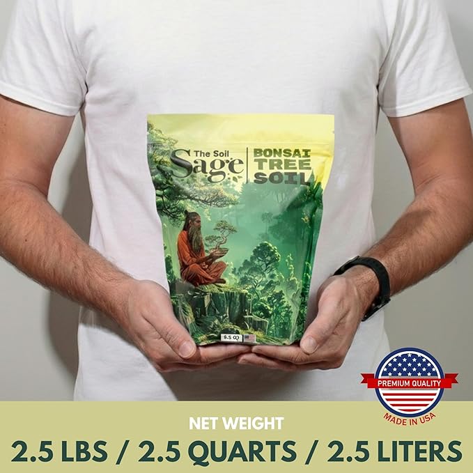 2.5qts Premium Bonsai Mix - U.S.A. Made Ready to Use - Akadama, Pumice, Lava Rock, Fine Pine Bark - Large Bag for All Bonsai Tree - High Drainage Potting, Repotting