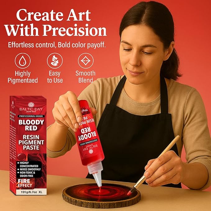 Bloody Red Epoxy Resin Pigment Paste XL (191g/6.7oz) – Opaque Epoxy Dye & High Concentration Coloring Paste, Mica Powder Alternative for Resin Art, Jewelry, Tumblers, River Tables & Crafts
