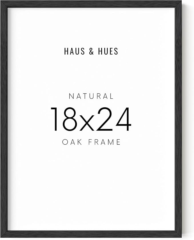 HAUS AND HUES 18x24 Black Oak Frame Set of 1 - Wooden Poster Holders for Wall Art