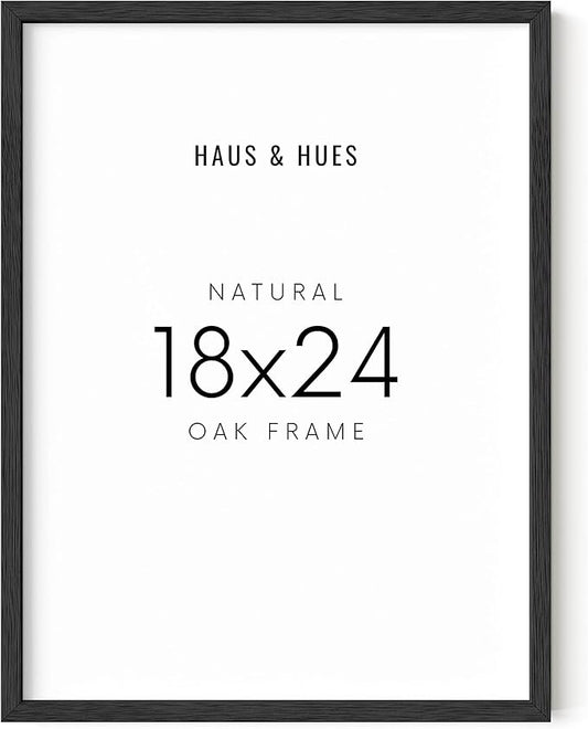 HAUS AND HUES 18x24 Black Oak Frame Set of 1 - Wooden Poster Holders for Wall Art