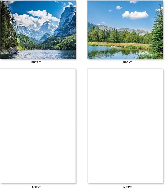 The Best Card Company - 20 Landscape Nature Note Cards Blank (4 x 5.12 Inch) (10 Designs, 2 Each) - Reflections AM1728OCB-B2x10