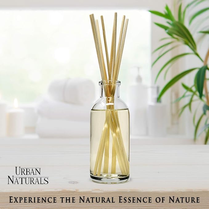 Urban Naturals Warm Vanilla Amber Reed Diffuser Gift Set | Creamy. Warm. Sultry. Notes of Sandalwood, Amber & Smoked Vanilla | Made with Essential Oils & Real Botanical Pieces