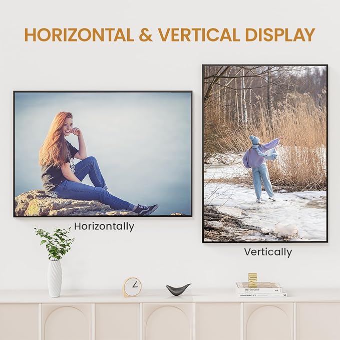 24x34 Aluminum Metal Picture Frame,Tempered Glass Black Photo Frame 24x34 for Family Photo,Posters,Art,Document to Wall Mount Horizontally or Vertically