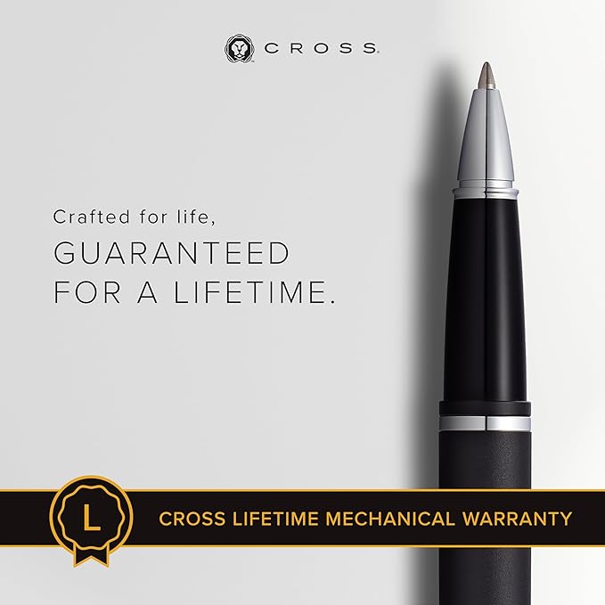 Cross Calais Refillable Rollerball Pen Presented in a Luxury Gift Box - Medium Point, Black Ink, Matte Black