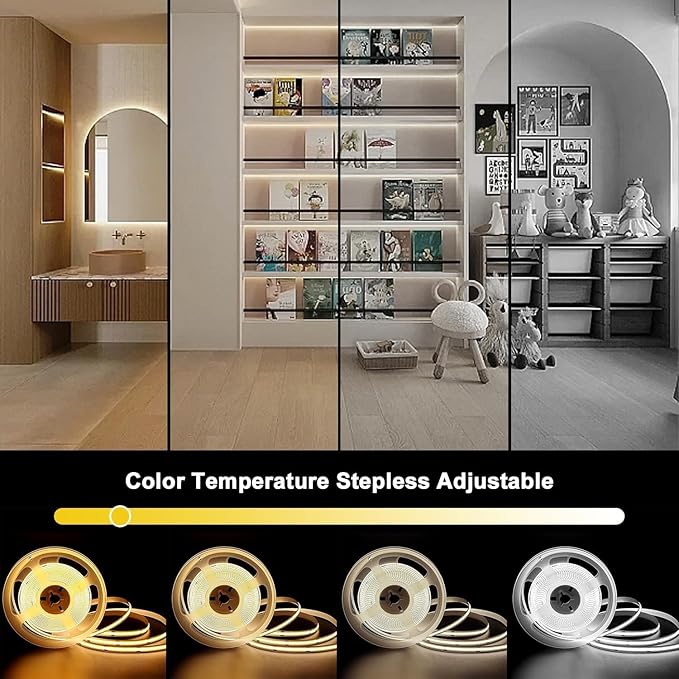 VST 16.4ft 24V COB LED Strip Lights Compatible with Alexa Google Home Assistant App Remote Control & Handwave Active,CCT 2700K-6500K, UL-Listed, Dimmable LED Light with 60W LED Driver ETL-Listed