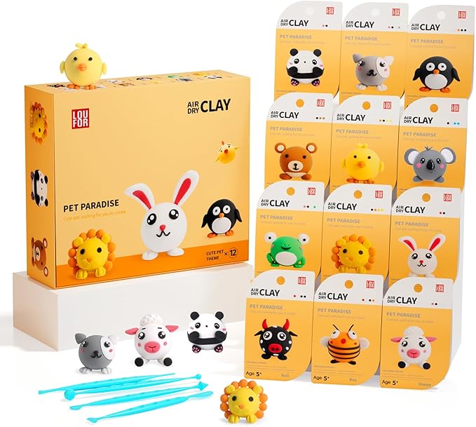 Air Dry Clay Kits - Modeling Clay for Kids, Ultra Light & Soft, Safe & Non-Toxic, 12 Boxes DIY Model Magic Clay with Sculpting Tools & Tutorials, Creatible Art Crafts Toys Gifts Boys Girls