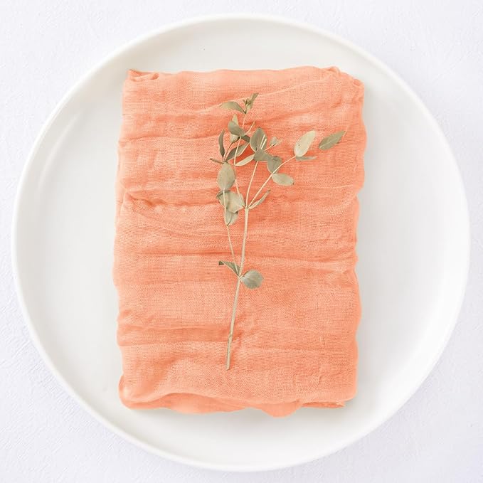 50 Pack Peach Cheesecloth Napkins Spring Cloth Napkins Set of 50 Dinner Napkins Bulk 21x21 Inches for Wedding Bridal Shower Baby Shower Valentine's Day