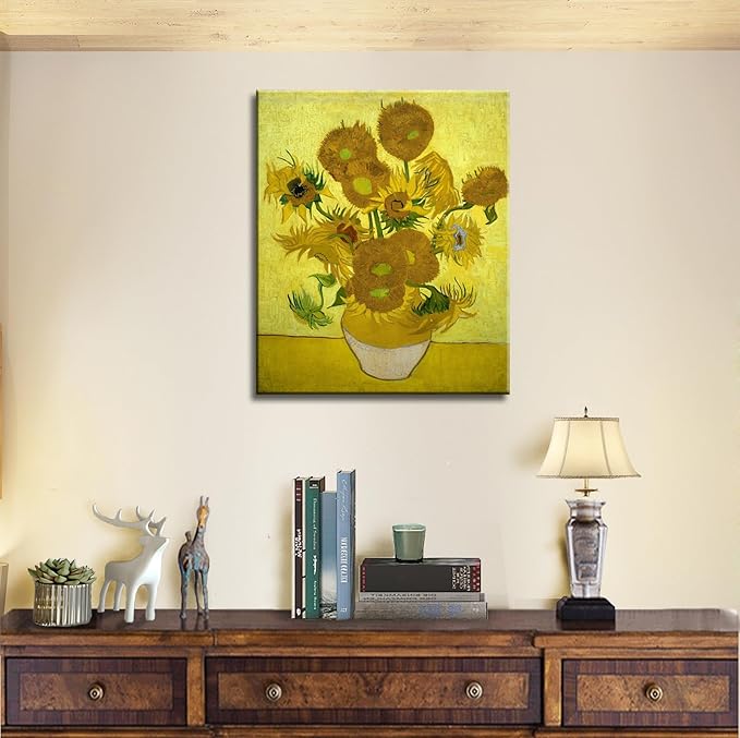 msspart Sunflowers by Vincent Van Gogh Canvas Wall Art Flower Vase Painting Giclee Print Floral Picture for Home Decor 24"x36"