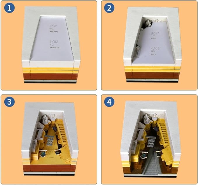 Time Piece Calendar 2026,3D Tree Tear-Away Memo Pad Creative Desk Calendars,3D Notepad Paper Carving Art Sticky Notes,3D Calendar 2026 Suitable for Room and Office Desktop Decoration