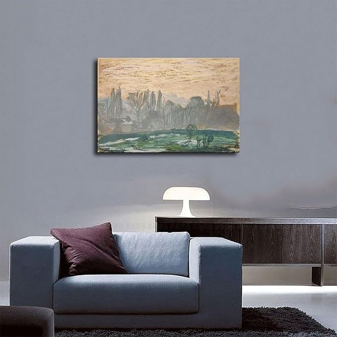 40+ Monet Famous Print Posters Winter Landscape with Evening Sky by Claude Monet Impressionism Canvas Poster Wall Art Print Bedroom Decor Office Room Kitchen Decor Gift Unframe 12×18inch(30×45cm)