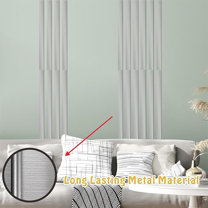Silver Metal Wall Art Modern Line Art Wall Decor Minimalist Striped Art Decoration Line Metal Arts Hanging for Living Room Rustic Accent Walls Sculptures for Bedroom Office Outdoor Indoor Decor