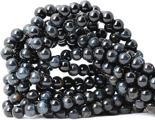 45PCS 8mm Natural Blue Tiger Eye Gemstone Round Loose Beads for Jewelry Making DIY Findings 1 Strand 15"