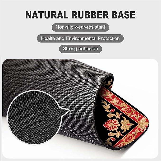 Square Mouse Pad Floral Carpet, Personalized Premium-Textured Custom Mouse Mat Design, Washable Mousepad Cloth, Non-Slip Rubber Base Computer Mouse Pads for Wireless Mouse