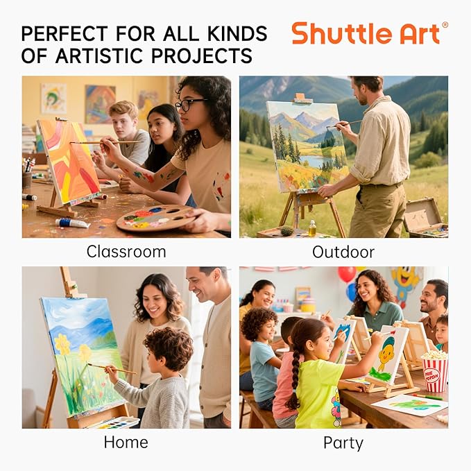 Shuttle Art Stretched Canvas, 12 Pack 11 x 14 Inch Canvases for Painting, 100% Cotton, Primed White, Premium Painting Canvas for Beginners and Artists for Acrylic, Oil, Acrylic Pouring Painting