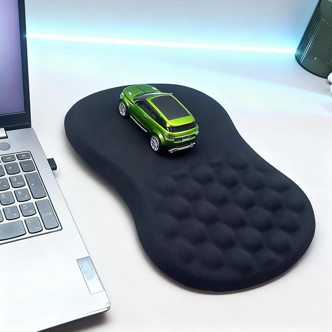 Ergomonic Mouse Pad with Wrist Rest for Car Shaped Mouse, Slope Mousepad with Wrist Support to Relieve Wrist Pain, 12L x 8W inches, Black